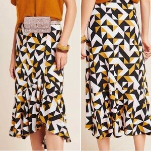 Anthropologie Maeve Stretch Geo Print Skirt